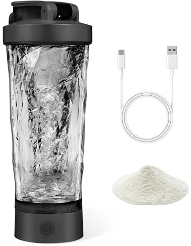 AOOWU Mezclador de Proteinas Eléctrica, 700ml Vaso Shaker Portable Recargable por USB, Botella Mezcladora de Batidos de Proteínas Sin BPA, Proteina Mezclador Vortex Eléctrico para Fitness (Negro)