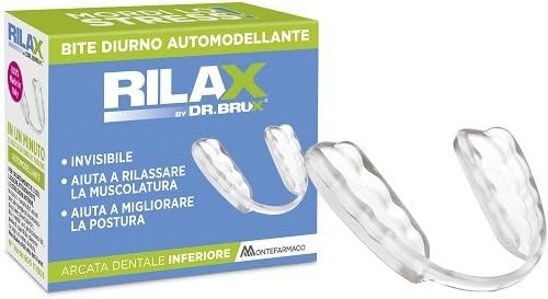 Dr. Brux Bite Dentale in caso di Bruxismo - Bite da Giorno per Arcata Inferiore Automodellante, quasi Invisibile, Può aiutare a Rilassare la Muscolatura e Migliorare la Postura