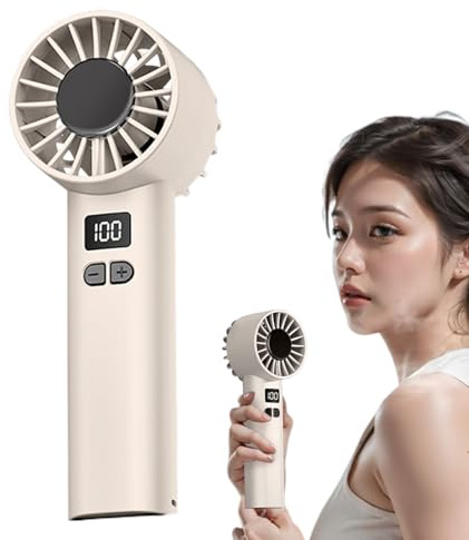 Ventilateur manuel rechargeable - Mini ventilateur de refroidissement personnel pour les déplacements - Écran numérique rechargeable - Refroidisseur d'air silencieux avec 100 vitesses - Pour bureau