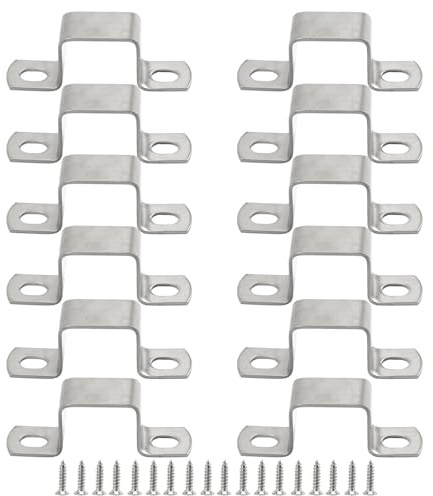 304 Stainless Steel Square Pipe Clamps with Screws, 12 Pack 15x15mm U Shaped Strut Connector Bracket Tube Buckle