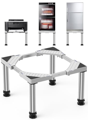 DEWEL Mini Base para Refrigerador, Base Ajustable para Lavavajillas, Altura Ajustable de 33-36cm, para Lavavajillas, Congelador Horizontal, Armario de Cocina y Electrodomésticos Estáticos Blanco