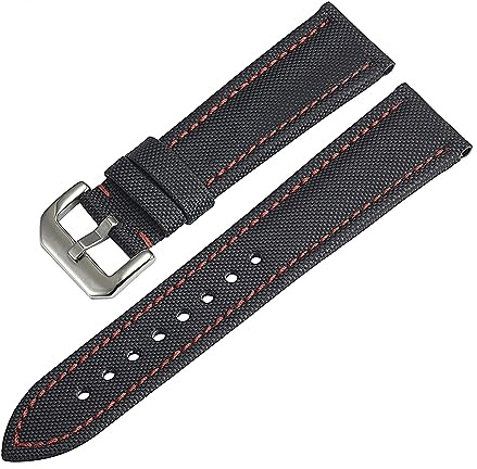 HMFANG Lyx Herrklocka Nylonarmband Läder 20mm 22mm 23mm Svart Nylonarmband Vattentätt(Black2,22mm)
