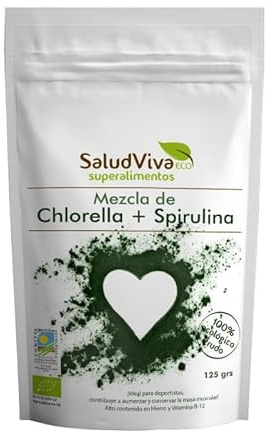 Chlorella y Spirulina Bio 125g – Salud Viva | Superalimento Detox y Nutritivo | Ricas en Clorofila, Proteínas y Minerales | Ecológico, Vegano, Sin Gluten