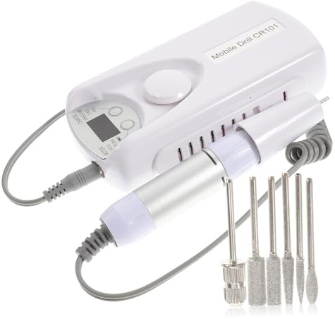 LIFKOME Machine à Ongles Électrique Compacte 5 Embouts Polisseurs Réglables, Outil Manucure pour Nail Art, Faible Bruit, Usage Domestique et Professionnel