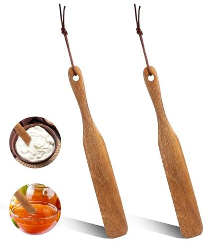 Guduling 2 stycken surdegspatlar, träspatel, träspatel, träspatel med hängande rep, träspatel kök för djup behållare, spatel för bakning och matlagning, omrörare (25,2 × 3,2 cm)