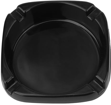 DOITOOL Square Ashtray Smoking Ashtray in Black Imitation Porcelain Material for Indoor Outdoor Use Patio Tabletop