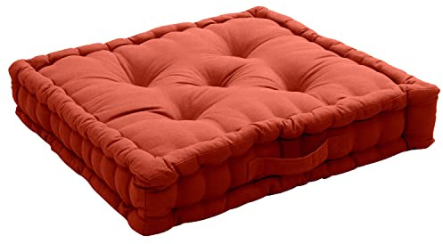 Bodenkissen mit Griff, 50 x 50 cm, Terrakotta, 100% Baumwolle, Öko-Tex-Zertifiziert, Füllung 100% recycelte Baumwolle, gesteppt, um einen Guten Halt zu gewährleisten, Kollektion Panama, Enjoy Home