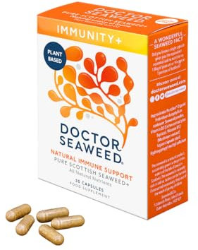 Doctor Seaweed | Immunity+ Capsules | 1 Months Supply | Organic Scottish Seaweed | Plant Based Vitamins B12 + D3 | Immune Support, Energy Boost, All Natural