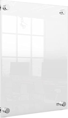 Nobo A4 Posterrahmen aus Acryl, rahmenlos, Eckbefestigung, Hoch-/Querformat, Premium Plus, transparent, 1915591