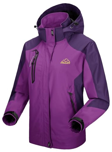 donhobo Veste de randonnée pour femme - Veste de randonnée légère - Coupe-vent - Imperméable - Respirant - Avec capuche amovible