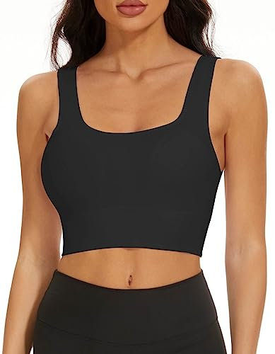 SIMIYA Sports Bra Women Seamless Crop Bra Top Comfort Bra with Removable Pads - Perfect for Everyday Wear(02style-Black,XL)