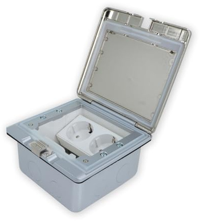 Boden Wandsteckdose Bodensteckdose Edelstahl Bodentank IP55 Einbausteckdose versenkbar Fußbodensteckdose passend für Livolo Module mit Deckel LT-FD777-STK-11