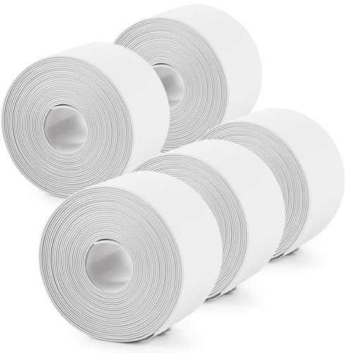 ASelected 5 Roll Bath Sealant Strip, 3.8 CM x 3.2 M Simple Seal Self Adhesive Caulk Strip, Anti Mould Waterproof Sealing Tape For Bathroom Kitchen Bathtub Toilet Sink Wall Floor Corner White