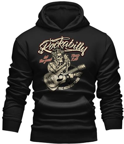 Gasoline Bandit Herren Kapuzen-Pullover-Hoodie für Rockabilly und Rock'n Roll Fans: Memphis Flash