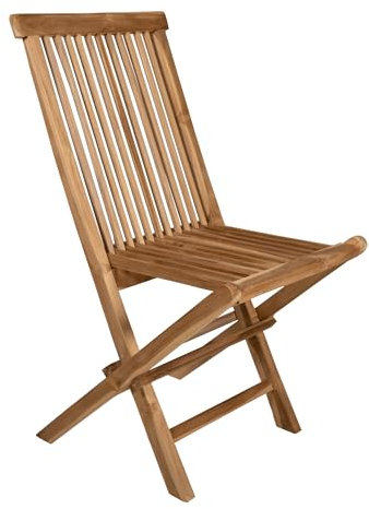 Liadomo Menorca Klappstuhl, Balkonstuhl, Gartenstuhl, Teakholz, platzsparend klappbar, geschliffen, unbehandelt