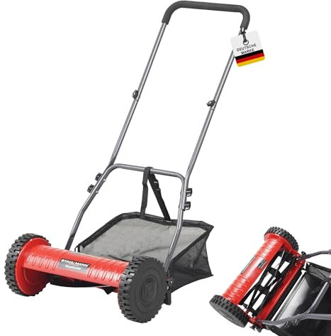STAHLMANN Cortacésped RoyalCut – Cortacésped con ancho de corte de 40 cm, cesta de recogida de 32 litros, ajuste de altura de corte de 4 niveles, cortacésped manual, silencioso y respetuoso con el