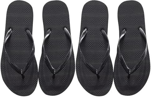 TYGFRT Women's Flip Flops - 2 Pairs, Black Beach & Shower Flip Flops