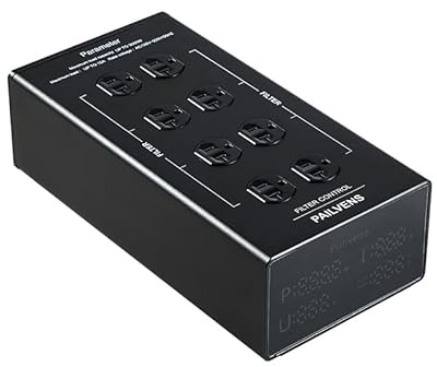 Pailvens Filtro di alimentazione CA a 8 vie nero con display a LED, condizionatore di linea, filtro acustico, protezione da sovratensione, adatto per HiFi, TV, pianoforte