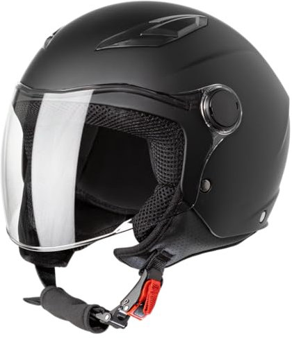 VINZ Magic Kinder Jethelm | Kinder Motorradhelm in Gr. YS - YXL | Jethelm mit Visier für Roller / Motoroller / Motorrad - Matt Schwarz