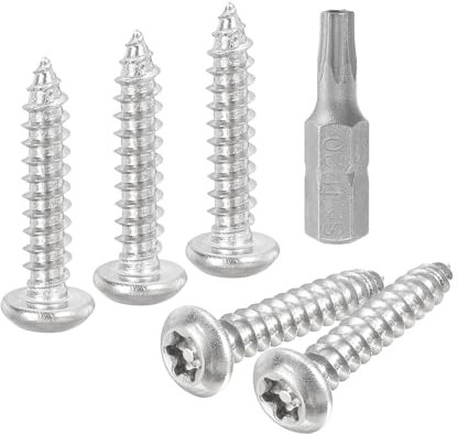 QUARKZMAN 10 Stück Holzschrauben Halbrundkopf Torx Blechschrauben M4 x 20mm Linsenkopfschrauben, 304 Edelstahl Rundkopfschrauben Torx Selbstschneidende Schrauben mit T20 Bit (Silber)