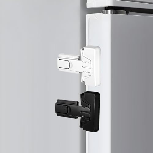 2pcs Kids Proof Refrigerator Lock,White Refrigerator/Fridge/Freezer Door Lock(Single-door),Automatically Lock While Closing The Door,Fridge Child Lock no Tools Required and Easy Installation.