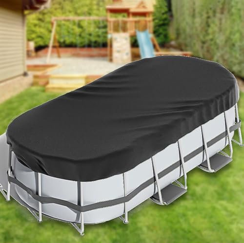 Walkervo Housse pour Piscine Ovale Bâche 4 Saisons pour Piscine Hors Sol Bâche Protection pour Piscine 420D Couvertures De Piscine Carres pour Réservoirs Spas Et Piscines Hors Sol,7.2ft X 4.9ft