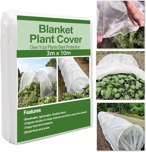 Aoipend Plant Covers Freeze Protection 3m X 10m 35gsm Garden Floating Row Cover Fabric Blanket Frost Cloth for Winter Outdoor Vegetable Cold Weather Fruit Tree Pest Protection Sun
