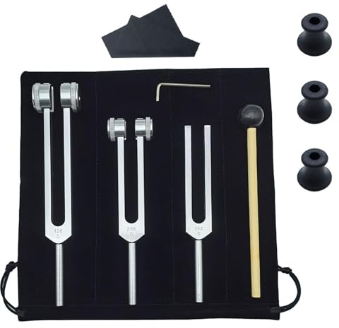 Set di forchette d'accordo, accordatura sensoriale, 128 Hz, 256 Hz, 512 Hz, bilanciere in lega di alluminio, per yoga e meditazione