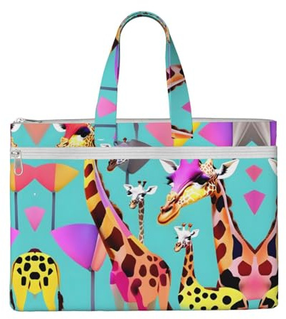 SDEGTHO Colorful Giraffe Fans Lovers Zippered Document Bag With Handle For Carrying Paper Files Books Filing Folder