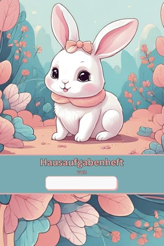 Hausaufgabenheft Hase Rosa: Softcover ca. DIN A5, 109 Seiten - reicht für 52 Wochen, Hausaufgabenheft für Mädchen Rosa Kaninchen, Lernheft, ... Klasse, 5. Klasse, Schulorganizer Grundschule