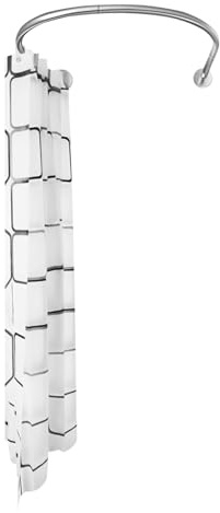 Traditional Oval Shower Curtain Rail Rod U-Shape Curved Toilet Bathroom Pole Stainless Steel Without Drilling Rod U-Shape Toilet Bathroom Pole,capacity of 1-2kg/2.2-4.4lbs,2.4m*1.8m
