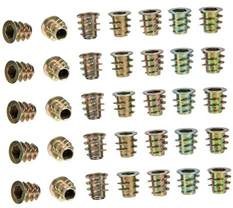 Luxshiny 100 Piezas De Tuercas Atornilladas M5 Para Muebles De Madera, Insertos Roscados De Aleación De Zinc, Conector De Fijación Autorroscante Para Combinación De Muebles