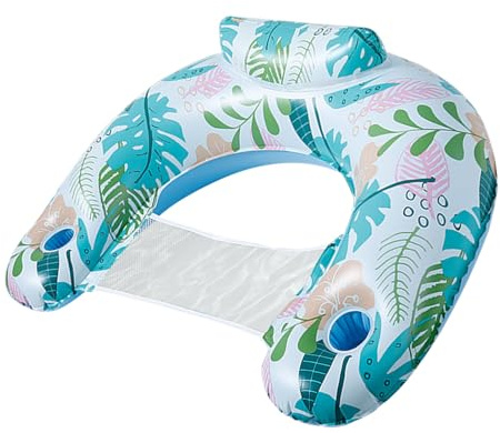 Inflatable Pool Float, Swimming Pool Chair, Floating Water Raft With Cup Holder, Large Size Floating-Chair, Blow Up Floating Pools Floats Chair For Seaside Beach Party