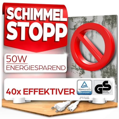 HEIMWERT Anti Schimmel Heizung mit Spezial Infrarot Schutzmembran - Tötet Schimmel besonders energiesparend und chemiefrei in Wand, Tapete, Bad, Keller ab - Anti Mold Dry 50w (50x10x1,3cm)