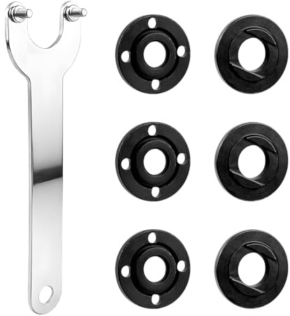 7 Pz Chiave per Smerigliatrice Angolare Flangia, 140mm Dadi per Chiave Smerigliatrices, inclusi 6 Dadi di Flangiati Interni ed Esterni in Metallo, Chiave per Flangia Accessori