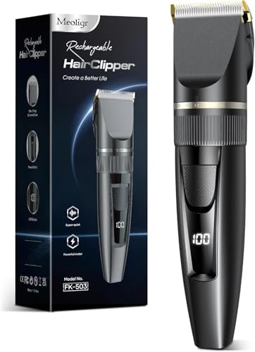 Hair Clippers Men,Professional Hair Trimmer Shaver with LCD Display,Cordless Beard Trimmer Barber Clippers with Ceramic Titanium Blade & Long-Lasting Battery for Men's Haircuts