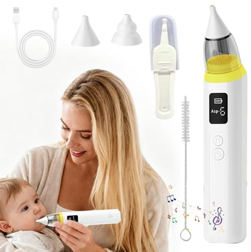 MiracDan Nasal Aspirator Baby,Electric Snot Sucker for Baby - 6 Levels 3 Modes,Baby Nose Cleaner & Snot Sucker for Toddler Nasal Care ,Soothing Music ,Plus A Free 304 Stainless Steel Cleaning Brush