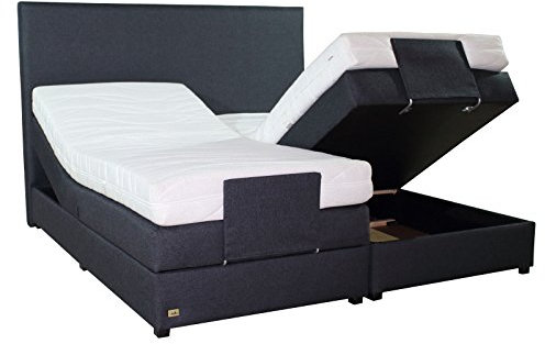 PAARA Boxspringbett mit Bettkasten Kopfverstellung Antirutsch-Matten Taschenfederkern Matratze Kaltschaum Topper Komplettset - Jedes Bett EIN Unikat - Made in Germany (120 x 200 cm)