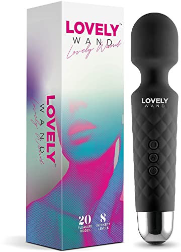 Vibrator für Frauen - Leises und Starkes Massagegerät + Akku - Sexspielzeug mit 20 Vibration Modes, Cordless, wiederaufladbar, 100% wasserfest - Lovely Wand (Schwarz)