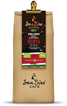 SanSiro BIO Single Origin Kaffeebohnen | 1 Kg KENYA Bohnenkaffee | Länderkaffee | Ganze Bohnen | Für Kaffeevollautomat | Nachhaltig und Umweltfreundlich