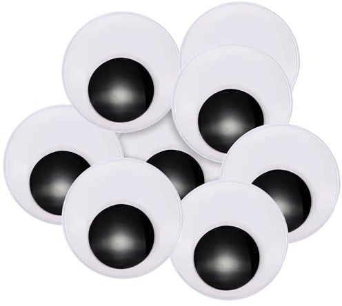TOAOB 8 Pezzi Occhi Adesivi 70mm Rotondo Plastica Mobili Autoadesivi Wiggle Finti Occhietti per Lavoretti Fai da Te Scrapbooking Artigianato Bambole Pupazzi Accessori Bianco Nero