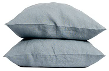 My Linen Home Kissenbezug 40x60 Leinen 2er Set | Hochwertiger Kopfkissenbezug in Grau Blau | 100% Stonewashed Leinen Bettwäsche | Made in EU | Antiallergisch & Hautverträglich