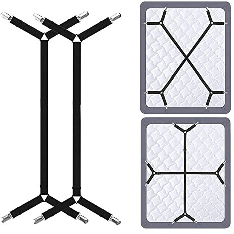 TULAMORIY 2 Piezas Triángulo Elastico Tensor de sábana Bajera Ajustables,Sujetadores de Hojas Sujetadores de Tirantes Ajustables para sábanas o sofás(Negro)