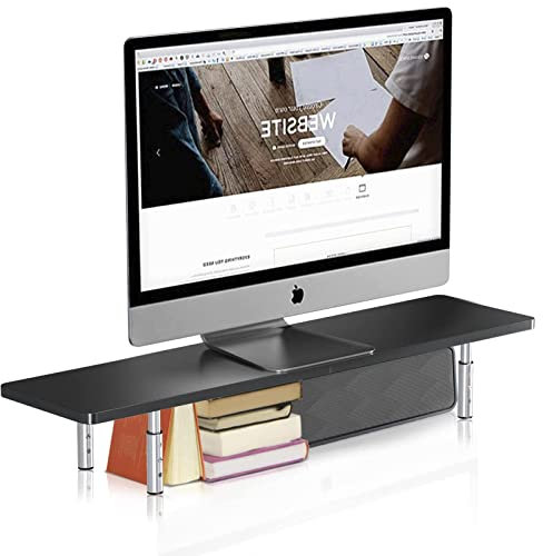 suptek Monitorständer Holz Monitorerhöhung Höhenverstellbarer Desktop Monitor Stand für Laptop, Computer, Notebook und alle Flachbildschirm TV Displays bis 10kg(MST016)