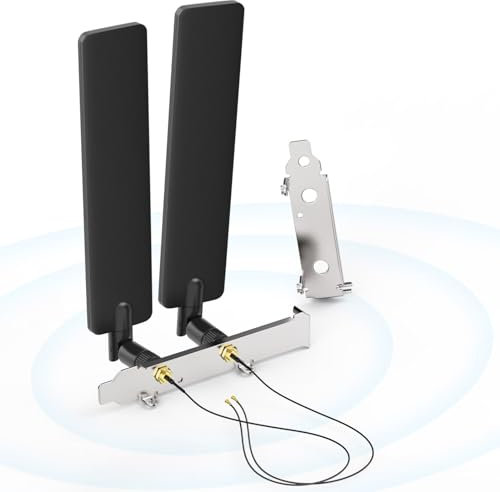 Bingfu Antena WiFi 6 Tribanda 2,4 GHz 5 GHz 6E + 25 cm M.2 NGFF Cable Pigtail RP-SMA Hembra con Soporte de Ranura PCI para Adaptador WiFi de Tarjeta de Red Inalámbrica Intel M.2 NGFF