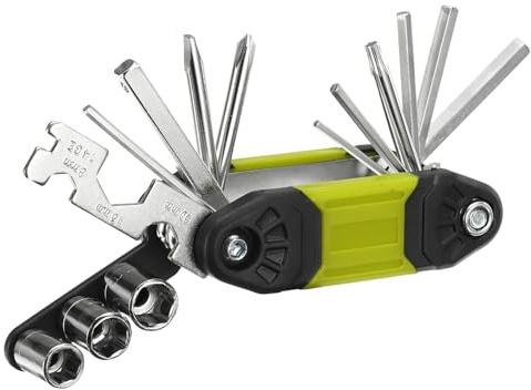 sourcing map Bike Repair Multitool, 16 in 1 Multi-Function Portable Bicycle Mechanic Repair Set Cycling Maintenance Tool Kit for Bicycle Mountain Bike and Road Bike, Yellow