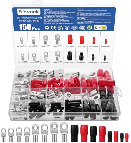 Flintronic 150 Piezas Terminal Cobre Estañado, 6/10/16/25mm²