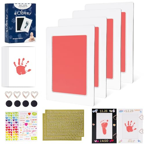 Bläckfritt babyhandavtryck och fotavtryck, Clean Touch Baby handavtryckssats, säker och inget röra baby bläckdyna, tasstryck kit för hundkatter, gör-det-själv baby handavtryck minnessak duschgåvor för