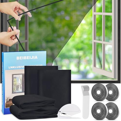 Moustiquaire pour Fenêtre, 4 Paquet (150 x 180 cm) Moustiquaire Fenetre Peut être coupé sans Percage, Moustiquaire Fenêtre Filet Écran Insecte pour Plupart des fenêtres (C)