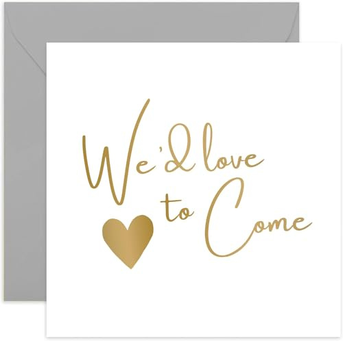 Carte d'acceptation RSVP pour mariage, fiançailles, confirmation, fête – « We'd Love to Come » – Réponse à l'invitation de la mariée et du marié à une journée spéciale, intérieur vierge